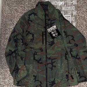 DIXXON Men's Green and Black Camouflage Field Jacket